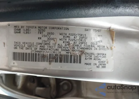 1998 Toyota 4Runner Sr5 V6 из США, поврежденный, VIN JT3HN86R2W0136118